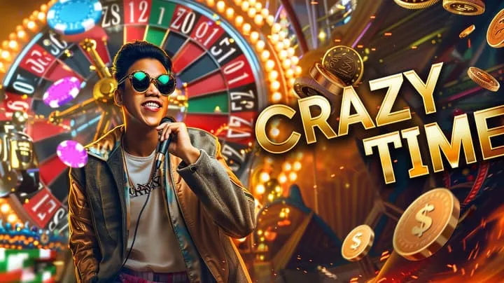 1BBET Crazy Time spinning wheel action with live host presentation 1BBET Crazy Time spinning wheel action
